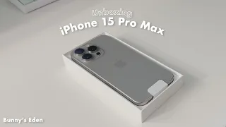 Unboxing iPhone 15 Pro Max 🩶 (Natural Titanium) | Magsafe clear case, aesthetic