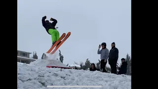 My first backflip on skis (progression)