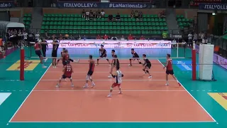 TJ Defalco spiking for Team USA Volleyball vs Japan