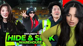 Valkyrae Reacts to OFFLINETV WAREHOUSE HIDE AND SEEK VS QUACKITY