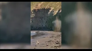 Bomb disposal unit detonate a hand grenade found on Saltburn beach