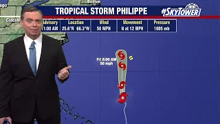 Tropical Storm Philippe strengthens