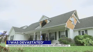 Tornado survivor helps community after storm tears through Maury County
