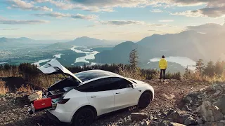 Epic Tesla Car Camping with A View! OFF ROAD | BEYOND BURGER