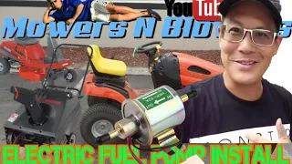 HOW TO INSTALL ELECTRIC FUEL PUMP LAWN TRACTOR START UP SNOWBLOWER ATTACH BAGGER SYSTEM RIDING MOWER