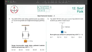 12.SINIF FİZİK KAZANIM TEST 8 ÇÖZÜM 2022-2023 BASİT SARKAÇ YAY SARKACI