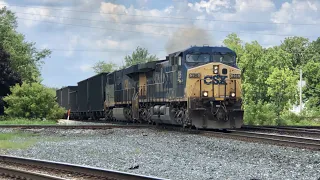 Coke Train Slams Railroad Diamonds, 6 Track RR Crossing, BIG Auto Rack Train W/DPU In Greenwich Ohio
