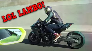 Kawasaki H2 DESTROYS Twin Turbo LAMBO!!!