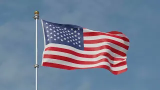 4K 10 Hours American Flag Waving in Blue Sky. Relaxing screensaver with USA flag on a flagpole.