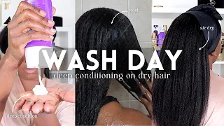 Deep Conditioning on Dry Relaxed Hair + Dusting Ends | Quick Routine for Hydration! | Relaxed Hair