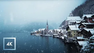 Scenic Snowfall Over Hallstatt, Austria - Relaxing Winter Walk with Nature Sounds ❄️