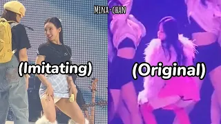 twice *imitating* mina's twerking on her 7 rings cover