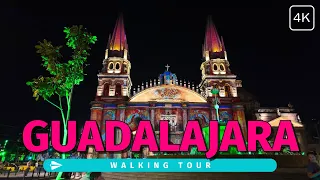 Guadalajara Walking Tour: Centro, Tlaquepaque & Zapopan at Night | Mexico in 4K60fps with Captions