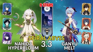 NEW 3.3 Spiral Abyss!│C0 Nahida Hyperbloom & C0 Ganyu Melt |Floor 12 - 9 Stars| Genshin Impact F2P