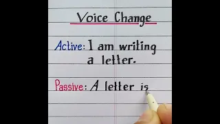 Voice | Active : I am writing a letter | Passive : A letter is being written by me | English Grammar
