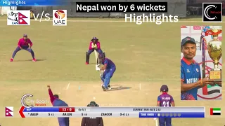 Nepal vs UAE 3rd ODI Highlights . Nepal won by 6 wickets.