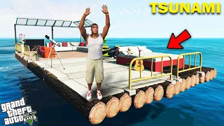 GTA 5 : Franklin Made A Floating House To Survive Biggest Wave Of Tsunami In GTA 5 ! (GTA 5 Mods)