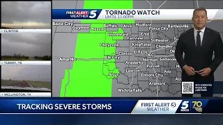 A tornado watch was issued for six counties in western Oklahoma