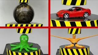 EXPERIMENT HYDRAULIC PRESS 100 TON vs Stretch Armstrong, Bowling Ball, FERRARI (Compilation)