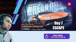 SE - WINTER BREAKOUT | Day - 7 [ Escape ] | LAMBORGHINI Huracan Evo | NFS No Limits Gameplay