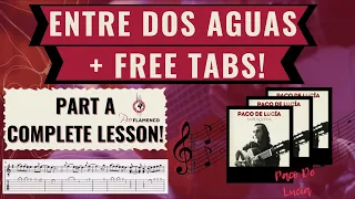 Paco de Lucia - Entre dos Aguas Lesson with Tabs (Part A, 1-4) - Flamenco Guitar Lesson