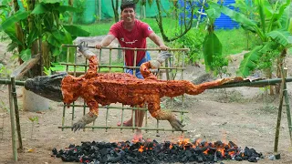 100 Kg BIGGEST CROCODILE GRILLED | Yummy Crocodile Bbq Recipe | Thai Village Food