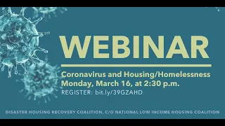 March 16: National Call on COVID-19 Homelessness and Housing