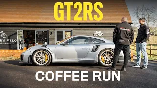 Porsche 911 GT2RS real world Review | COFFEE RUN | Engine sounds | 4K