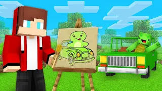 JJ Use DRAWING MOD to GET CAR for Mikey PRANK - Maizen Parody Video in Minecraft