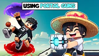 Using PORTAL GUNS to PRANK MY FRIEND In Minecraft!