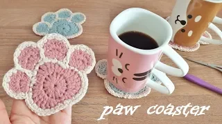 paw coaster crochet dog cat meatball coaster how to knit meatball motif