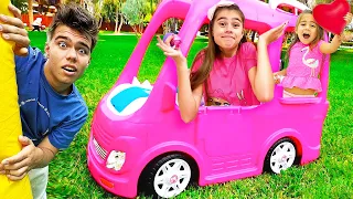 Nastya and Mia paint Artyom's car pink. Fun challenge Nastya and Mia vs Artem