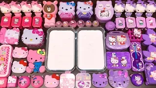 Special Series #30 HELLO KITTY PURPLE Vs PINK !! Mixing Random Things into Glossy Slime