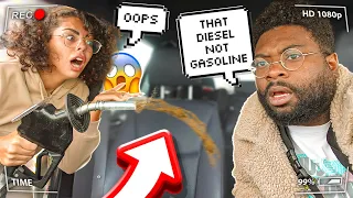 PUTTING DIESEL in OUR BMW instead  OF GASOLINE **PRANK ON MY HUSBAND**