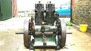 Lister CS 10/2 original twin stationary engine first start in many years