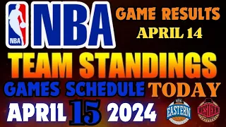 nba standings today April 14, 2024 | Nba games results | NBA Schedule April 15, 2024