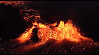 Vigorous lava fountaining from new vents in Halema‘uma‘u, Kīlauea volcano — June 7, 2023