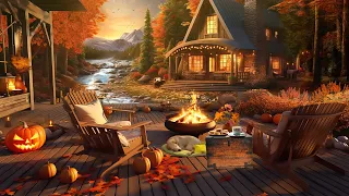 Stream Autumn Bliss🍂A Cozy Retreat with Falling Leaves and Autumn Ambience ASMR For Anxiety Relief