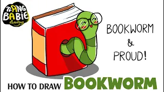 How to draw a Bookworm Step by Step | Cute Pun Art #4