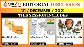 21 December, Editorial Discussion and News Paper |Sumit Rewri| Federalism, Central Asia,Inequalities