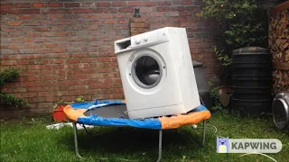 Washing machine brick bouncing on trampoline Reversed!