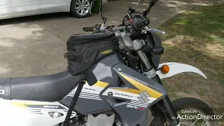 Nelson Rigg RG-1045 Adventure tank bag installed on a Suzuki DRZ400s