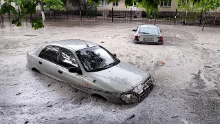 Flooded streets of Kyiv after heavy rain