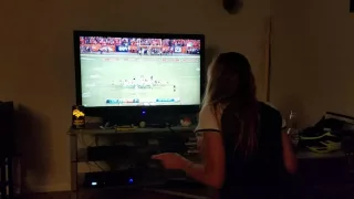 Broncos superfan reacts to Panthers missed field goal!