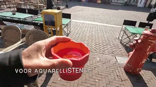 schilderen met waterverf op de Markt in Roosendaal