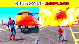 GTA V: SPIDER-MAN HIS DESTROYING AIRPLANE ✈️| #shorts