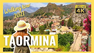 TAORMINA (Sicily) Italy WALKING TOUR in 4k + (Greek Theater) with CAPTIONS