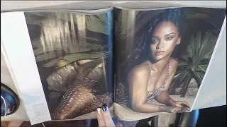 ASMR Rihanna Magazine Flip Through with Gum, Brush & Whispering.