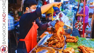 Many Amazing STREET FOOD at Din Daeng Market in BANGKOK