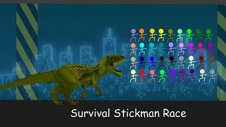 Survival Stickman Race - Dinosaur Escape - Algodoo